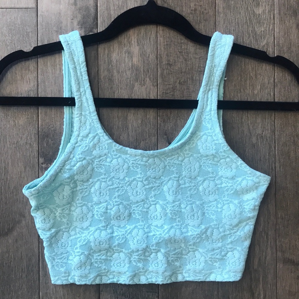 Topshop Mint green lace crop top